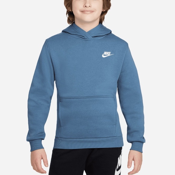 NWT M Nike Club Kid's Hoodies - Blue - Size M - Cotton Fleece - Picture 1 of 3